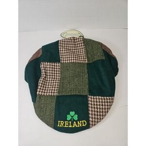 JC Walsh & Sons Ireland Green Patch Cap Gold Ireland– One Size Flat Cap Classic